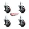 Service Caster 3.5'' Maroon Poly Swivel 7/16'' Grip Ring Stem Caster Set with Brake, 4PK SCC-GR20S3514-PPUB-MRN-TLB-716138-4 - alternate 4